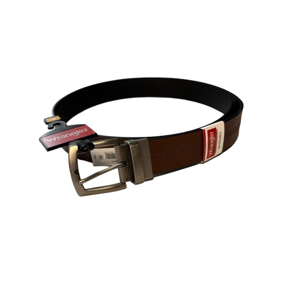 Wrangler Men's Reversible Silver Tone Buckle Belt Size 36